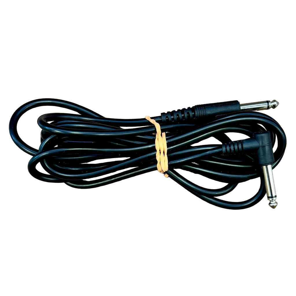 Billboard BB2530 2400W 8" Bluetooth Wireless Powered Speaker Black audio cable with metal connectors on a white background