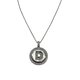 .925 Sterling Silver Micro Pavé Initial Pendant Necklace (Letter D) Necklace with a circular pendant featuring the letter 'D' on a white background