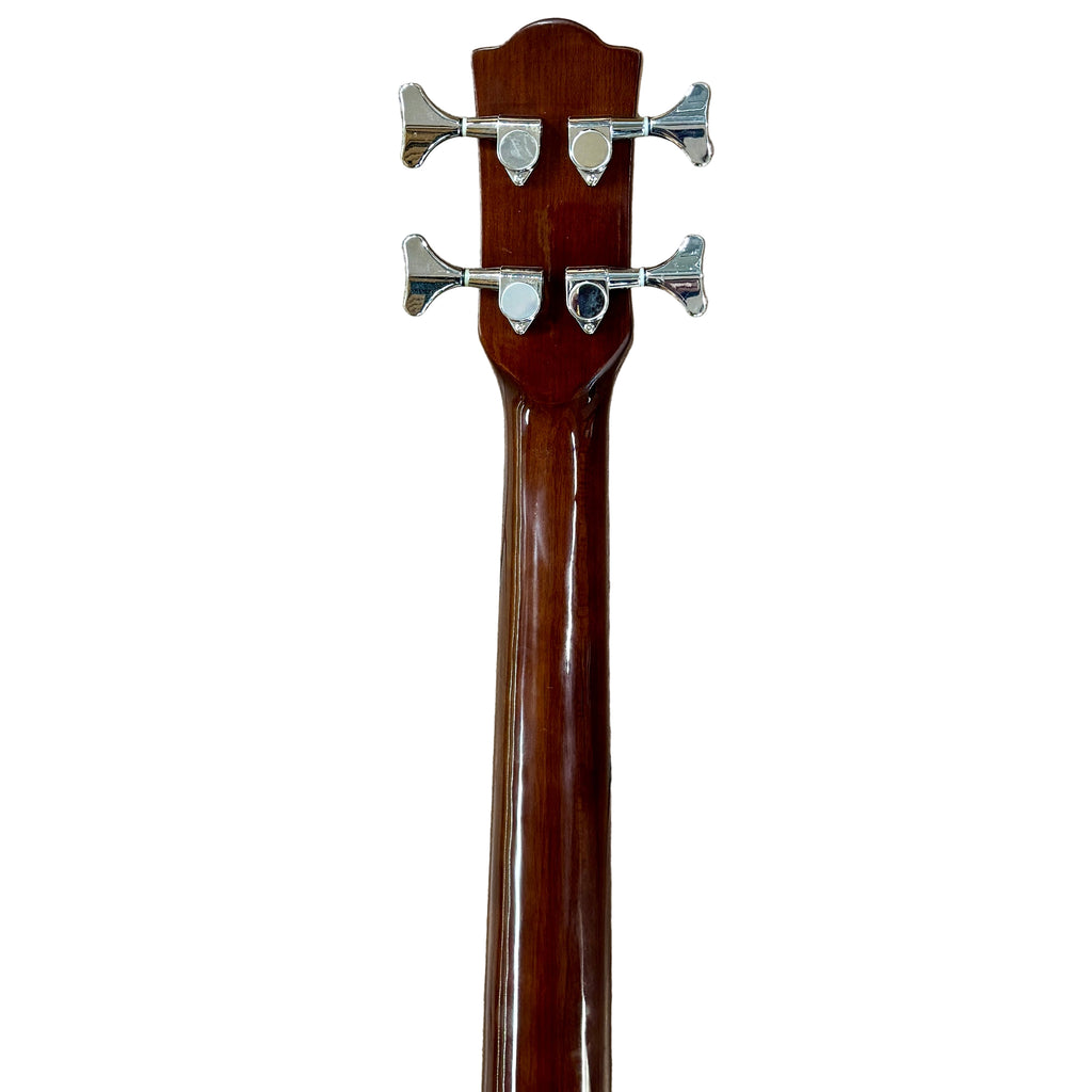 J. Reynolds JR1000-A Acoustic-Electric Bass Guitar Bass guitar headstock on a wooden floor