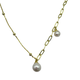 .925 Sterling Silver Gold Plated Freshwater Pearl Paperclip and Beaded Chain Necklace Gold chain necklace with pearl pendants on a white background