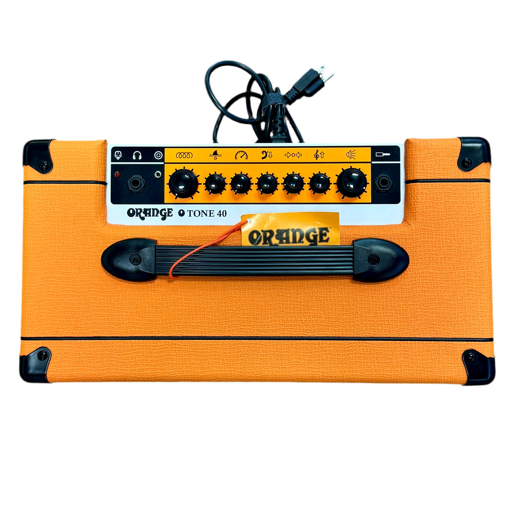 Orange O Tone 40 Guitar Combo Amplifier Orange guitar amplifier with power cord on a white background