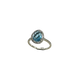 Silver ring with a blue gemstone on a white background