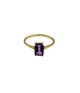 14K Yellow Gold Emerald Cut Amethyst Solitaire Heart Openwork Basket Ring