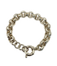 .925 Sterling Silver 31.9G Hammered Rolo Link Bracelet Silver chain bracelet on a white background