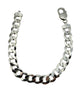 .925 Sterling Silver 19.4G 10MM Curb Link Bracelet Silver chain bracelet on a white background