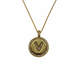 .925 Sterling Silver/14K Gold Plated Micro Pavé Initial Pendant Necklace (Letter V)