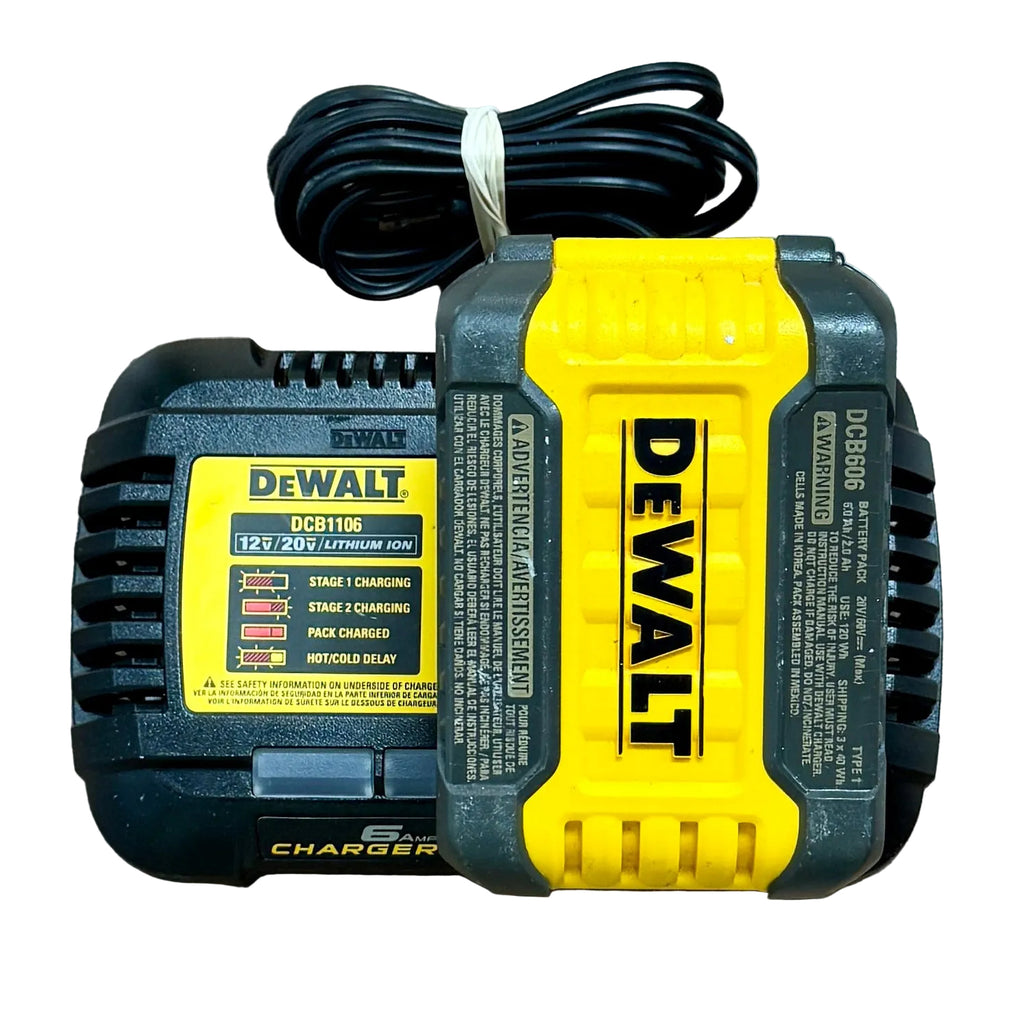DeWalt FLEXVOLT 60V MAX 7-1/4" Brushless Cordless Circular Saw w/ Battery & Charger (DCS578) DeWalt battery charger with yellow and black design on a white background