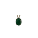 Green gemstone pendant with gold setting on a white background