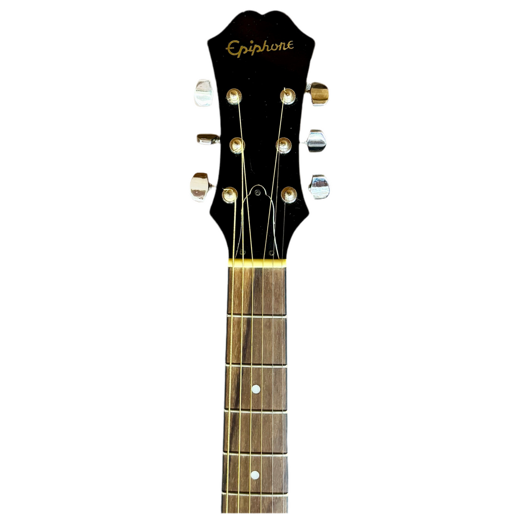 Epiphone Limited Edition PR160EB/TP Acoustic-Electric Guitar headstock with Epiphone logo on a white background
