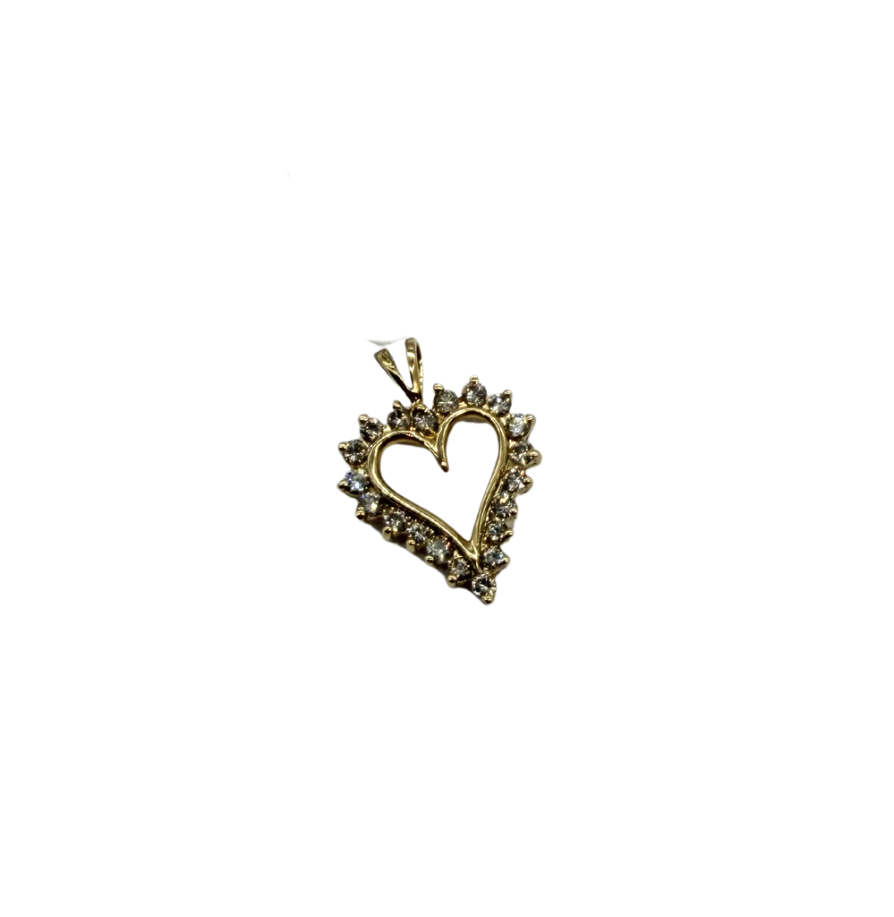 Heart-shaped pendant with decorative elements on a white background