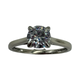 10K White Gold 3/4CT Lab Created Diamond Round Solitaire Cathedral Ring Diamond ring with a white background