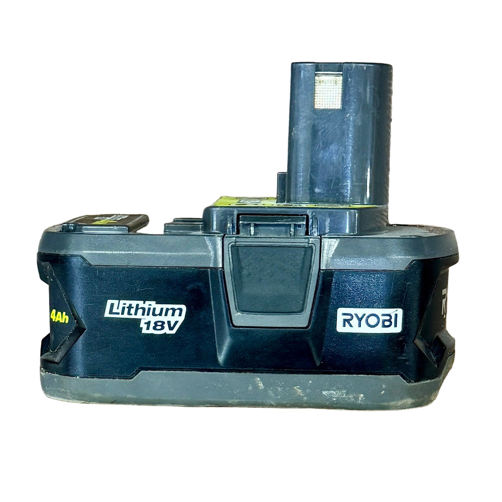 RYOBI ONE+ 18V 4 AH Lithium-Ion Battery Pack (P197) Ryobi lithium-ion battery pack on a white background