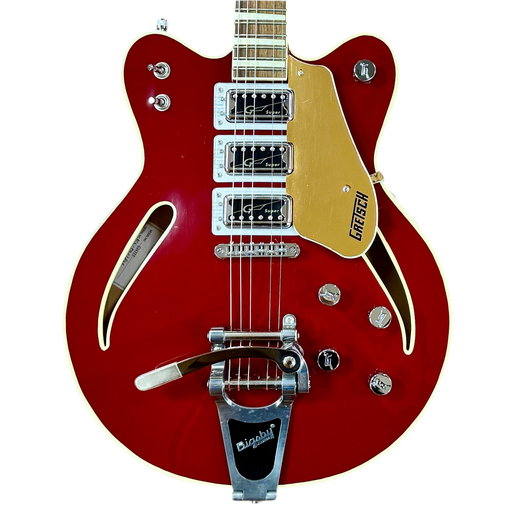 Gretsch G5622T Electromatic Center Block Double-Cut w/ Bigsby Electric Guitar w/ Hard Case Red electric guitar with Gretsch branding on a white background