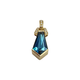 18K Yellow Gold Blue Topaz & Diamond Shield Drop Pendant