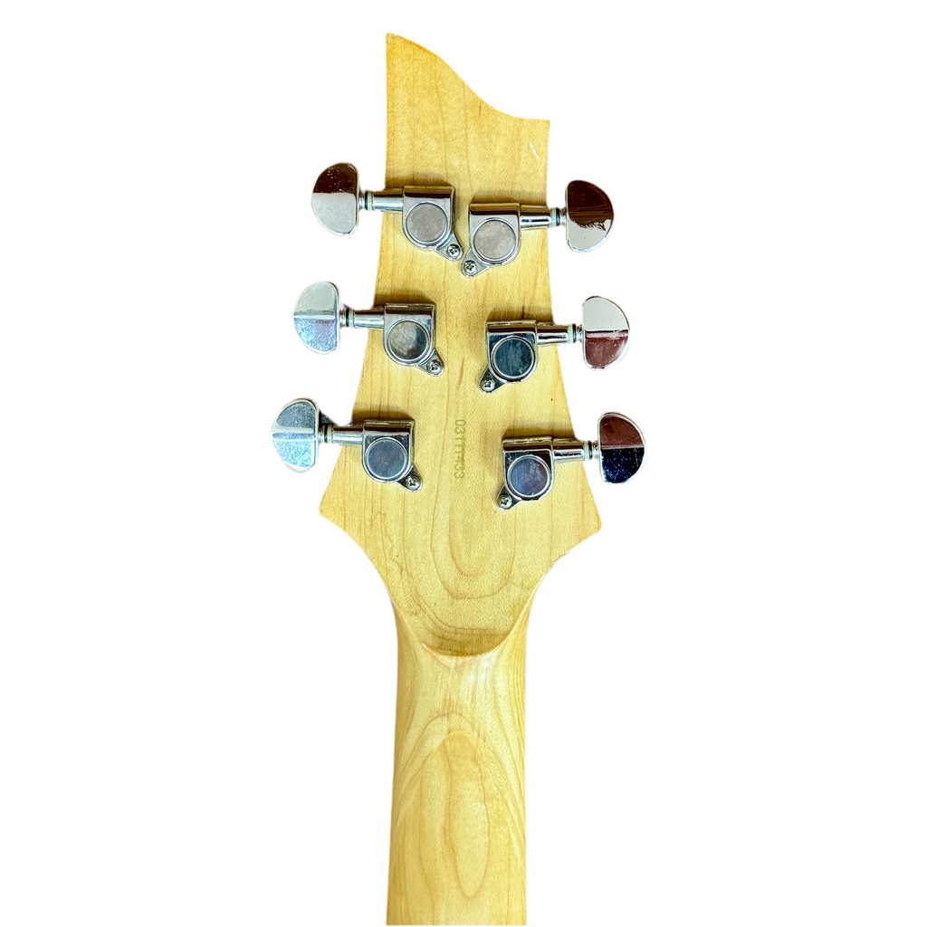 Schecter Diamond Series OMEN-6 Electric Guitar headstock with tuning pegs on a white background