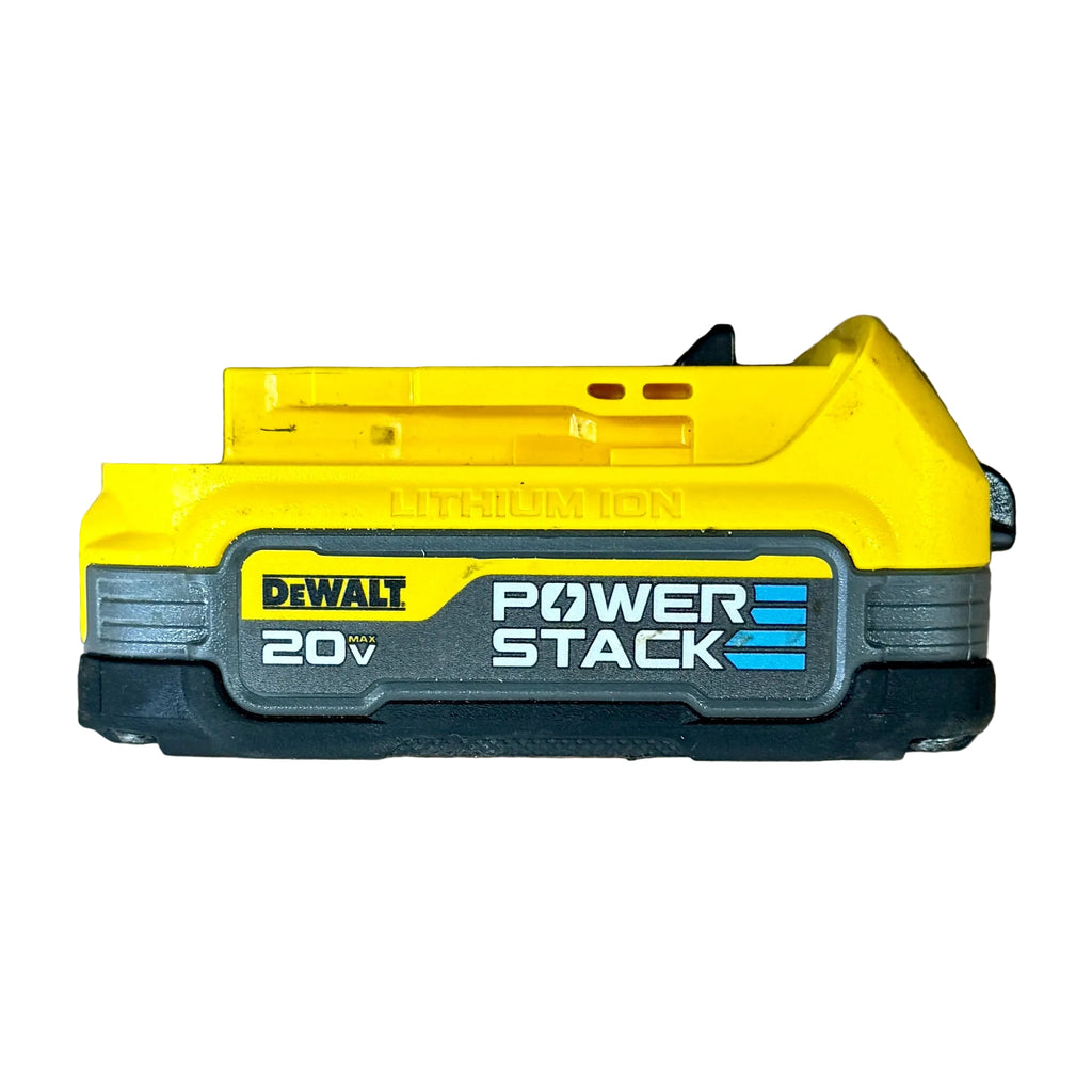 DeWalt 20V MAX POWERSTACK 1.7Ah Lithium Ion Compact Battery Pack (DCBP034) DeWalt Power Stack battery on a white background