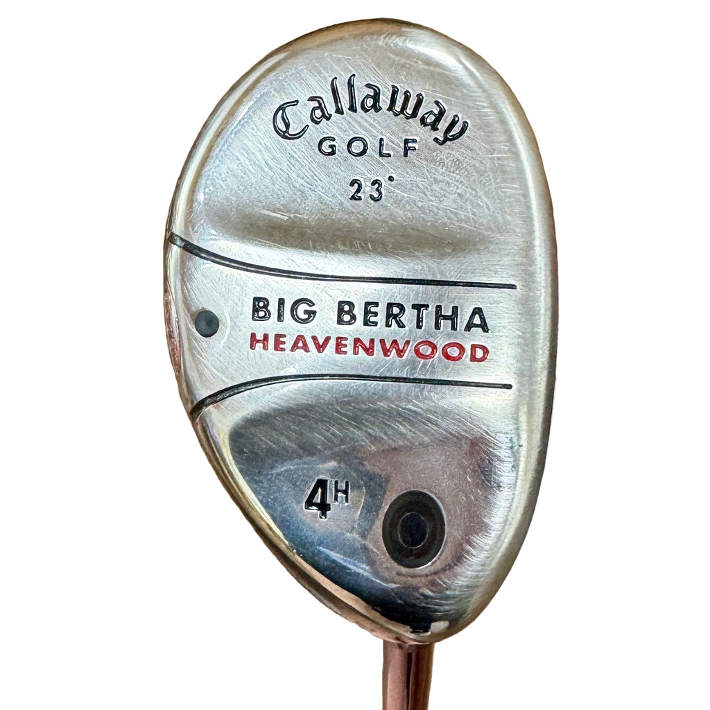 Callaway BIG BERTHA HEAVENWOOD 4 Hybrid RH Golf Club Callaway Golf Big Bertha Heavenwood golf club head on a wooden floor.