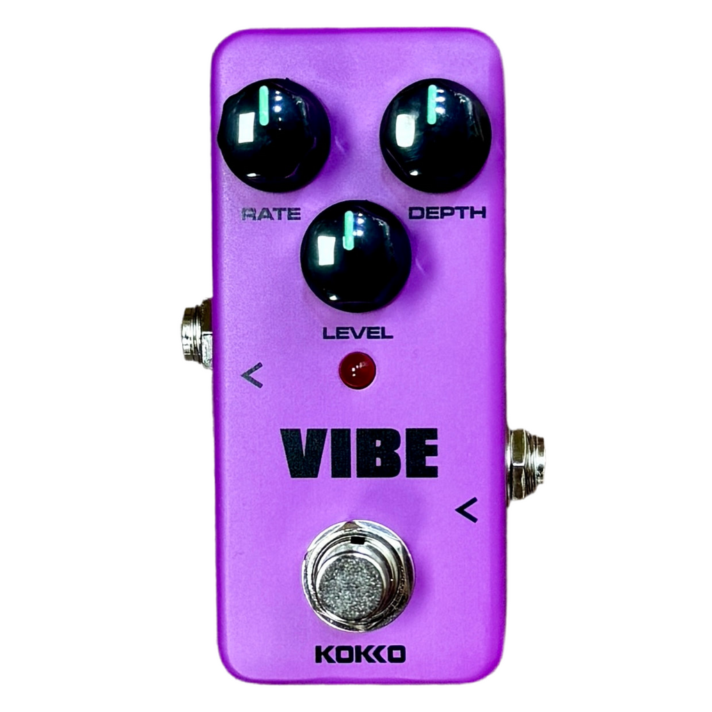 KOKKO VIBE Guitar Effects Pedal Purple guitar effects pedal with 'Vibe' branding on a white background