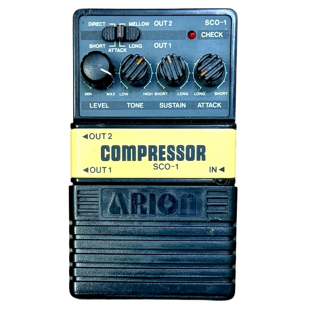 Arion SCO-1 Stereo Compressor Guitar Effects Pedal Aion compressor pedal on a white background