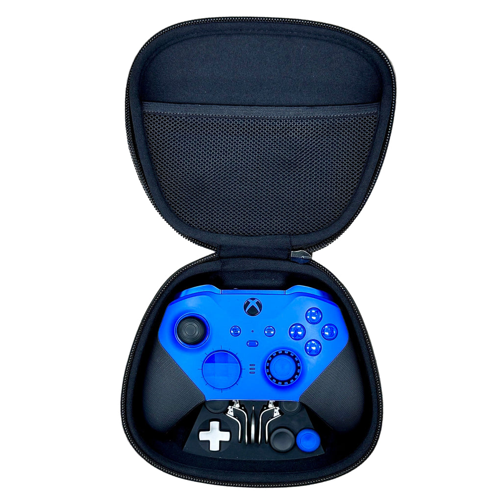 Microsoft Xbox Elite Series 2 Core Wireless Controller w/ Case - Blue gaming controller in a black carrying case on a white background