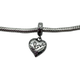 Pandora .925 Sterling Silver Puffy Heart "Love" Script Dangle Charm Silver heart-shaped charm with 'love' engraving on a white background