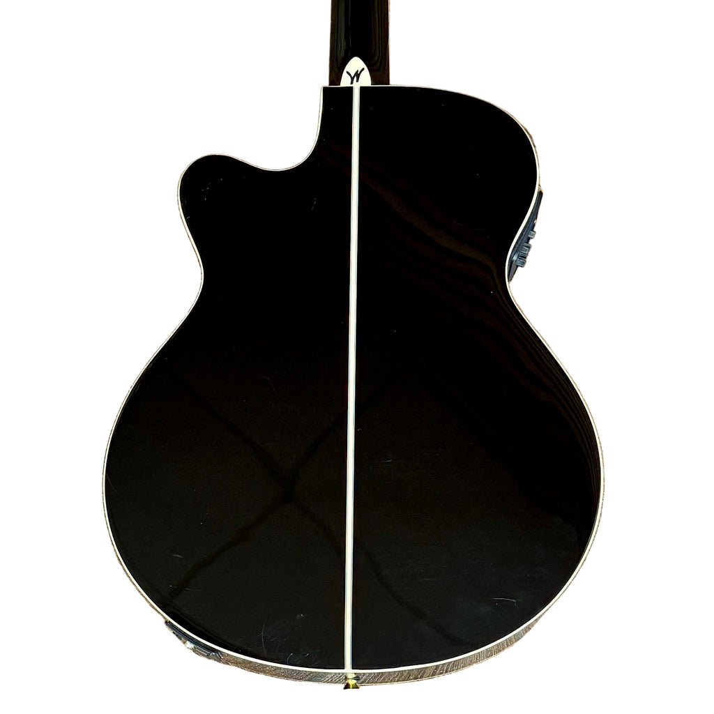 Washburn Festival Series EA55G-A-U Acoustic-Electric Guitar Black acoustic guitar body on a white background
