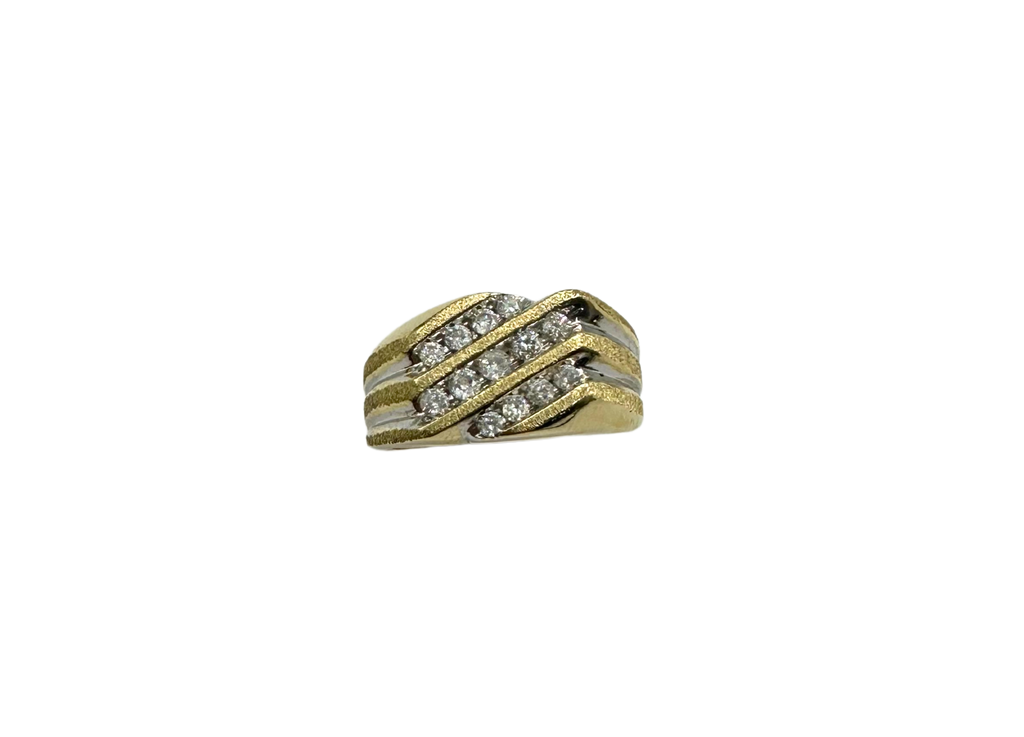 10K Yellow and White Gold 3/4 CTW Diamond Ring top