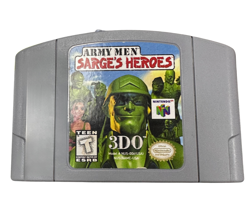 N64 game cartridge for 'Army Men Sarge's Heroes' on a white background