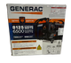 Generac portable generator packaging with specifications on a white background