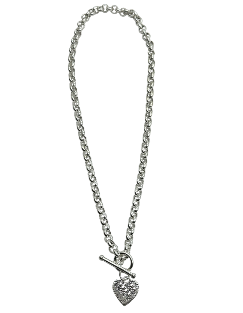 Sterling Silver Heart Toggle Necklace – "My Heart Belongs to You" full