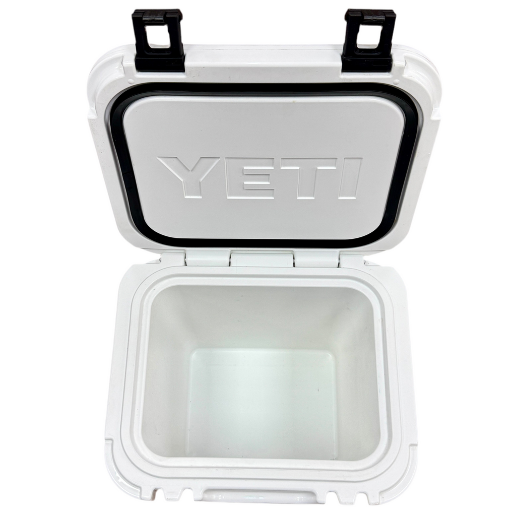 YETI Roadie 24 Hard Cooler - White White YETI cooler with a clear lid on a white background
