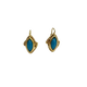 18K Yellow Gold Marquise Bezel Turquoise Drop Earrings Gold earrings with blue stones on a white background