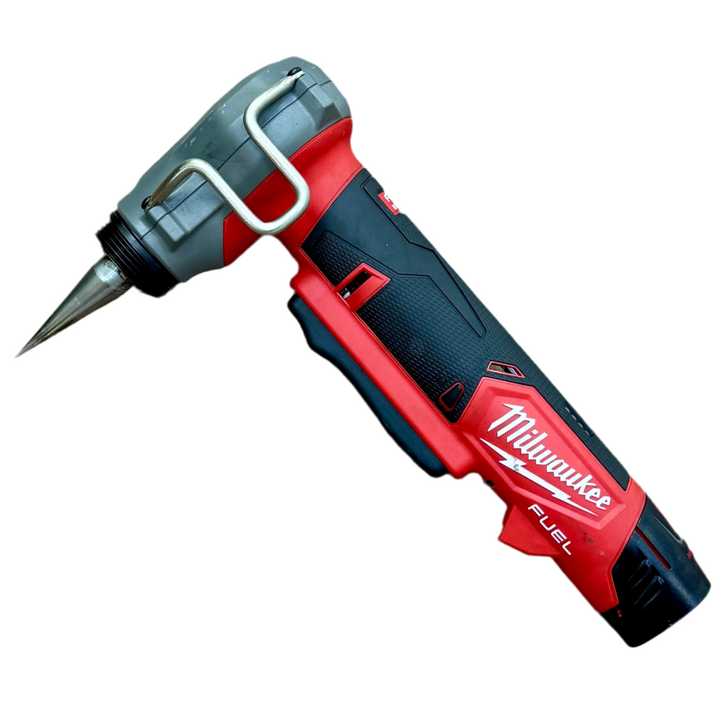 Milwaukee M12 FUEL ProPEX Expander w/ 1/2"-1" RAPID SEAL ProPEX Expander Heads w/ 2 Batteries, Charger, & Hard Case (2532-20) Red and gray Milwaukee tool on a white background