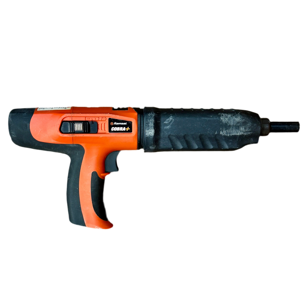 Ramset COBRA+ 0.27 Caliber Semi-Automatic Powder Actuated Tool w/ Hard Case Orange and black power drill on a white background