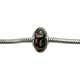 Pandora .925 Sterling Silver Earth Tone Swirl Murano Glass Bead Charm Silver charm with multi color swirl tie dye pattern on a white background