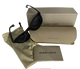 Giorgio Armani sunglasses with case and pouch on a white background
