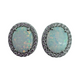 .925 Sterling Silver White Opal and CZ Halo Stud Earrings Pair of opal earrings on a white background
