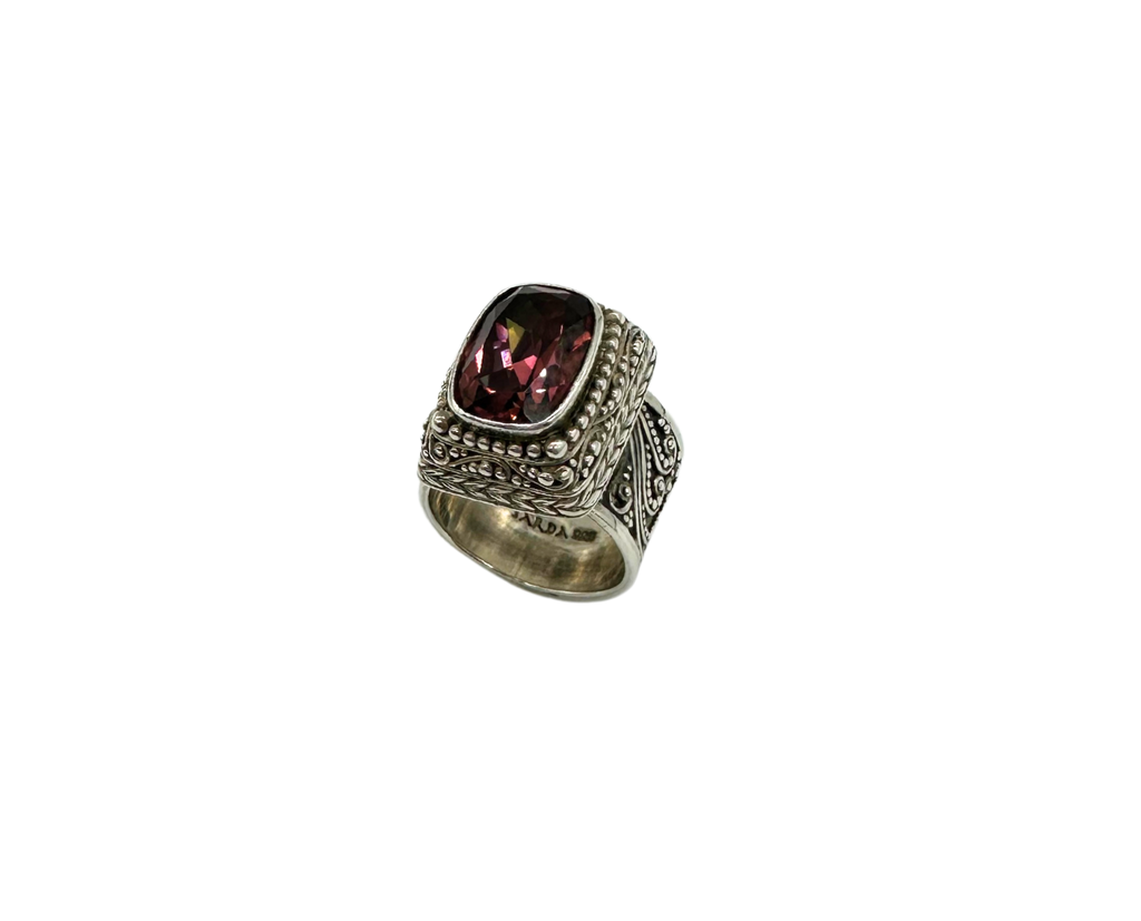 Sterling Silver Ornate Mystic Topaz Statement Ring