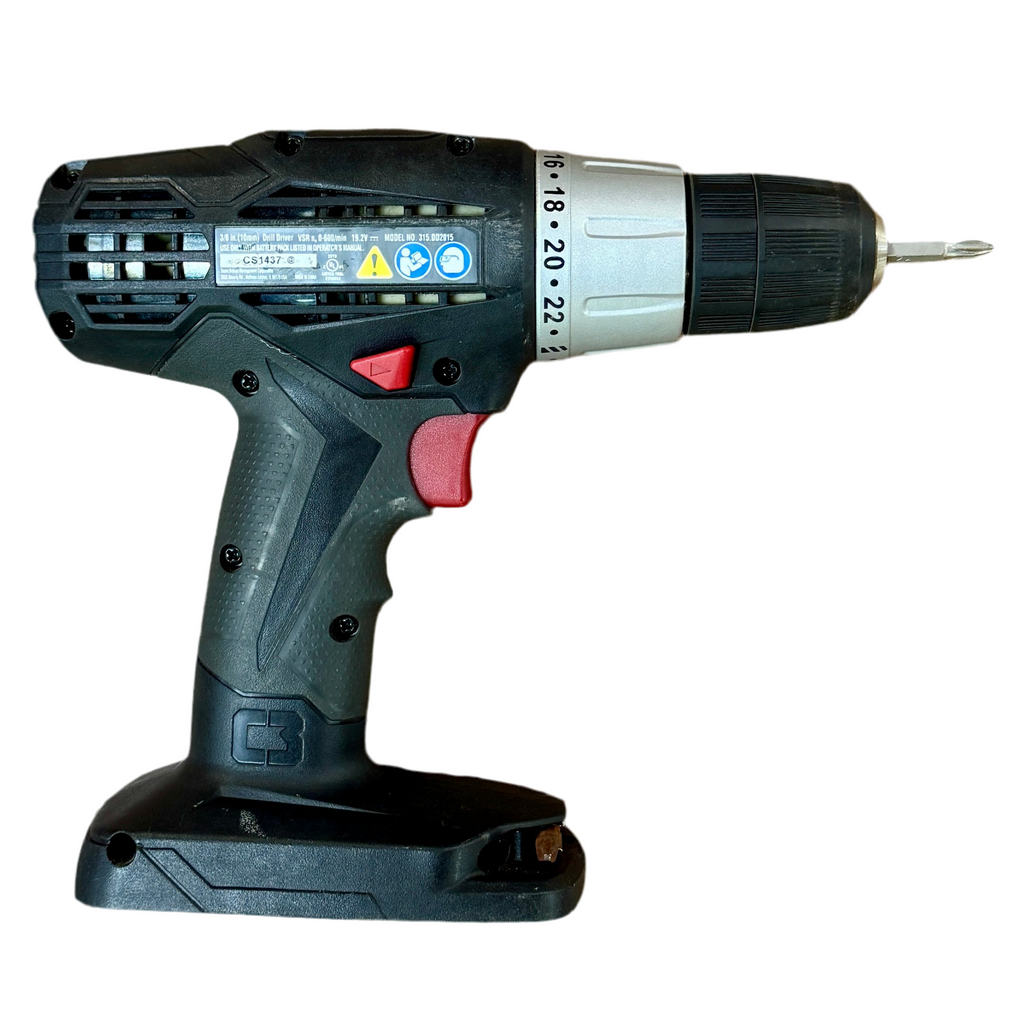 CRAFTSMAN 19.2V 3/8" Cordless Drill/Driver (315.DD2015) Black cordless drill on a white background