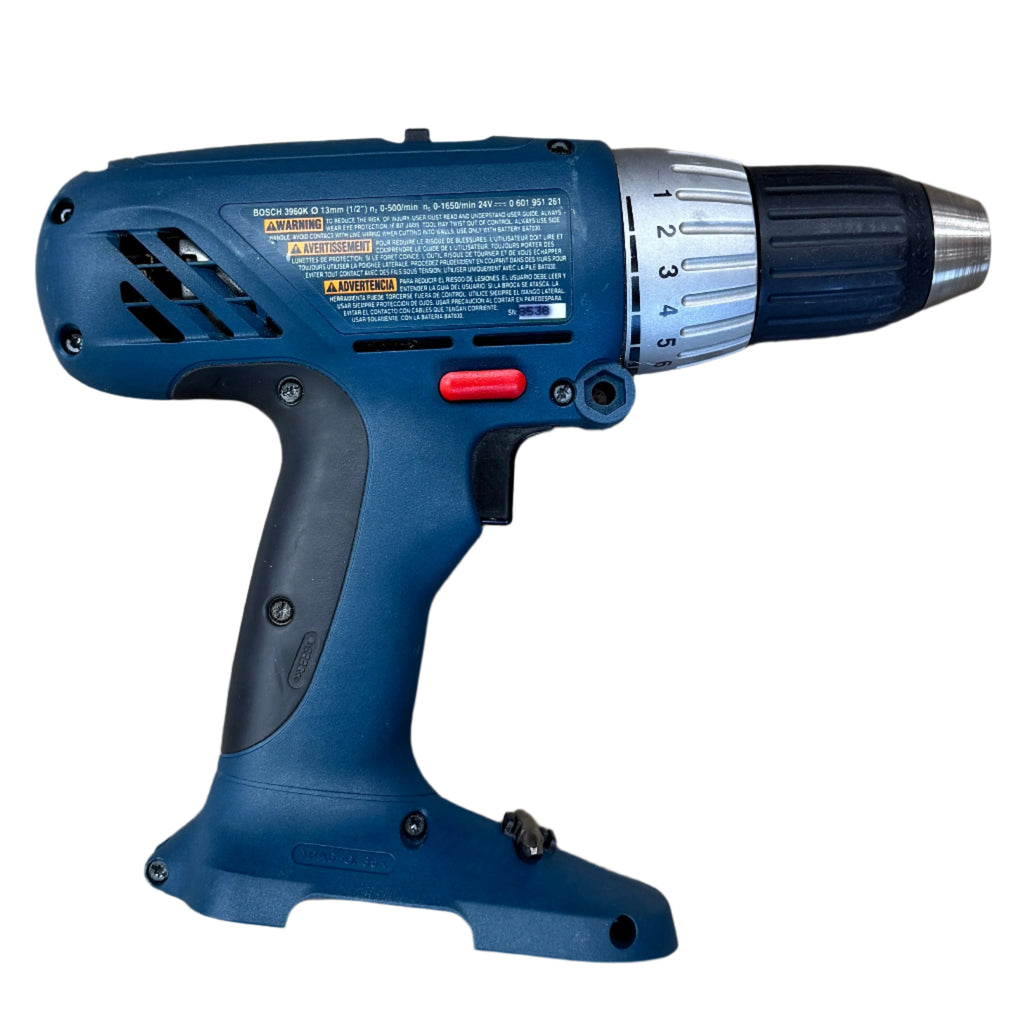 BOSCH 24V 1/2" Power Drill/Driver w/ 2 Batteries & Charger (3960K) back