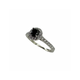 14K White Gold 1/2CTW Black and White Diamond Halo Cathedral Ring