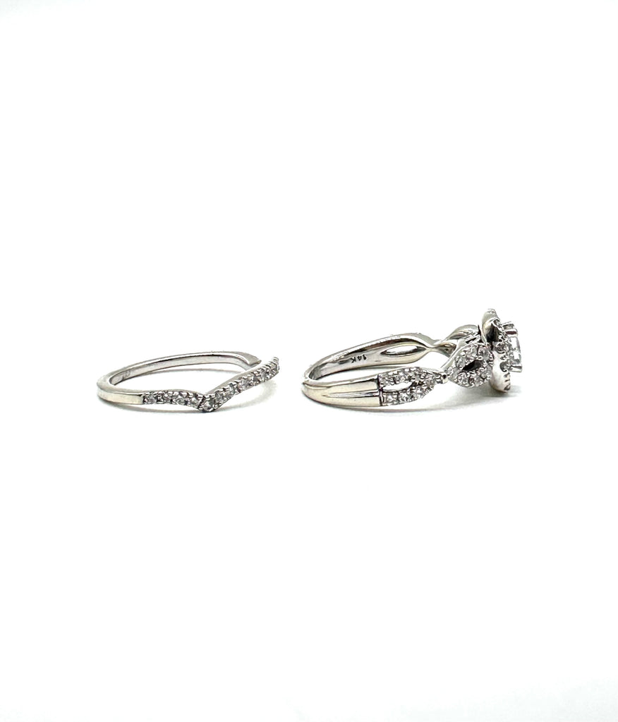 Diamond Halo Twist Wedding Set right