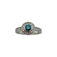 14K White Gold 1/2CTW Blue & White Diamond Halo Art Deco Ring