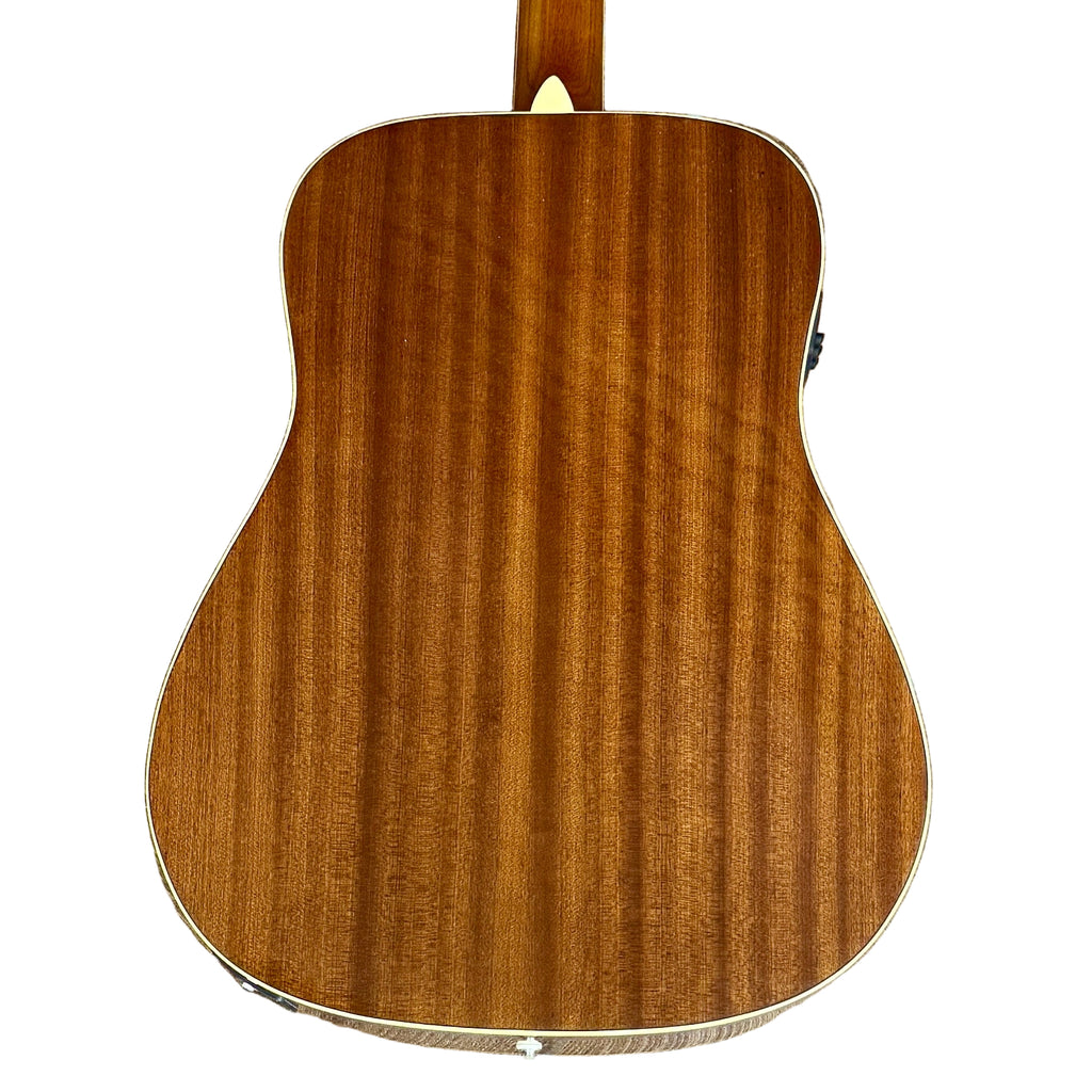 Fender FA-Series FA-225E Dreadnought Acoustic-Electric Guitar Wooden acoustic guitar on a wooden floor