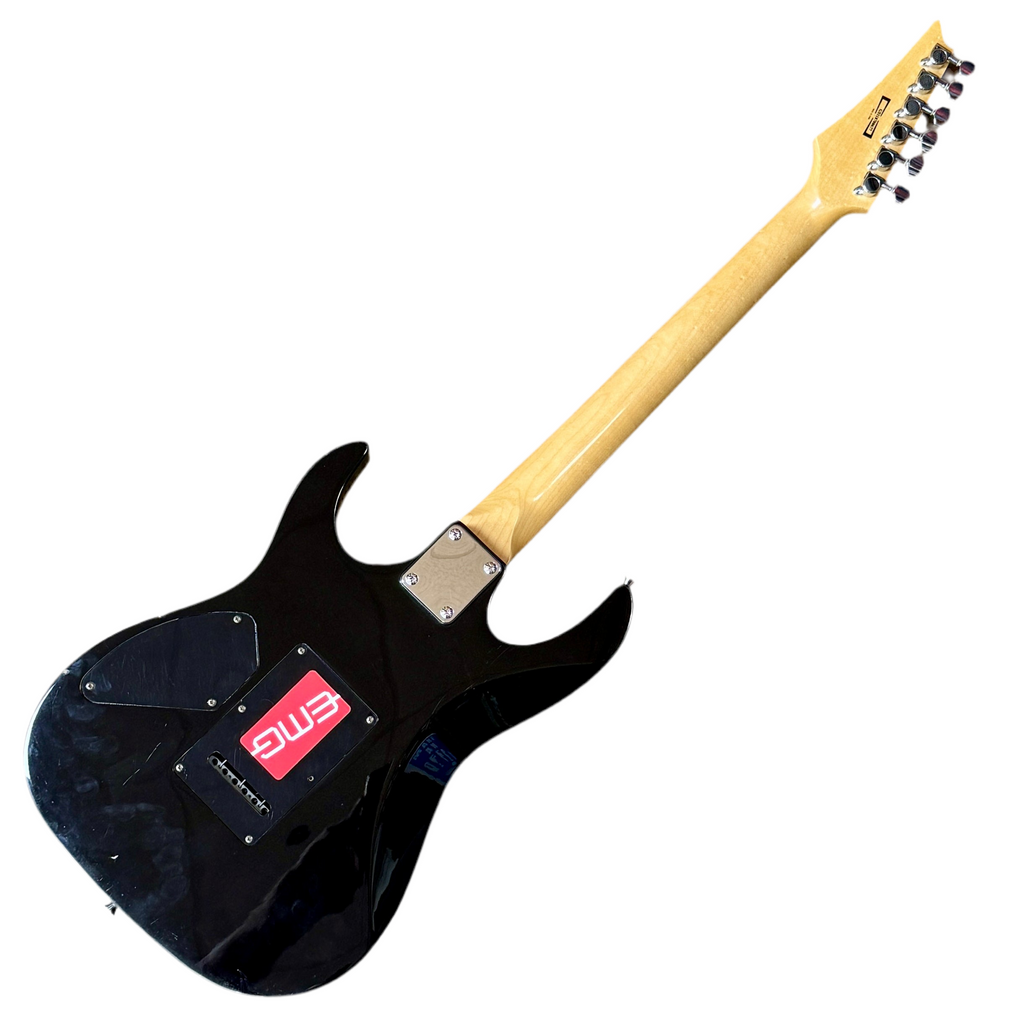 Ibanez GIO GS110700677 Electric Guitar Black electric guitar with a visible brand logo on a white background