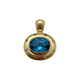 14K Yellow Gold Oval Blue Topaz & Diamond Bezel Framed Pendant