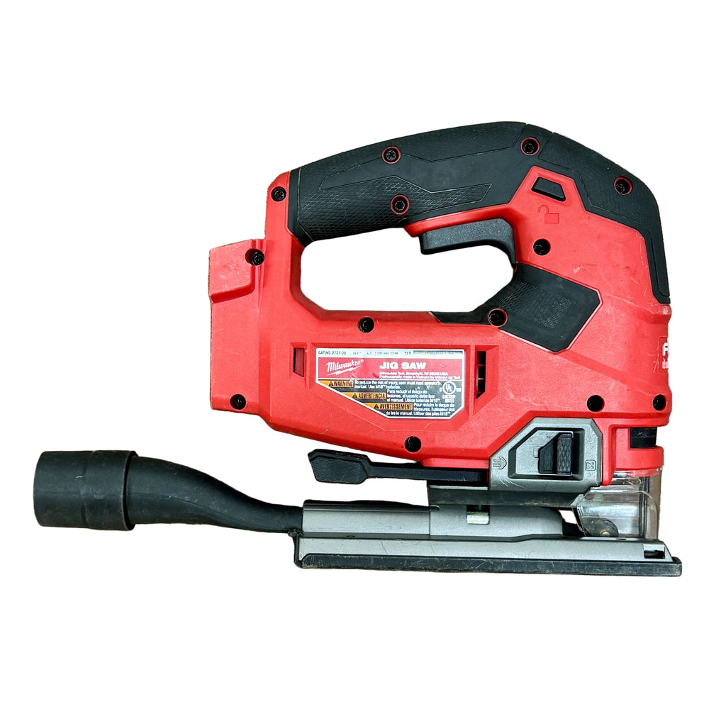 Milwaukee M18 FUEL 18V Brushless Cordless D-Handle Jig Saw w/ Battery & Charger (2737-20) Red and black power tool on a white background