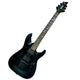 Schecter DIAMOND SERIES DAMIEN-6 Electric Guitar Black electric guitar on a white background