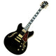 Ibanez Artcore Expressionist AS93BC-BK 5B-01 Semi-Hollow Body Electric Guitar Black electric guitar with gold hardware on a white background