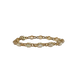 Gold bracelet with circular links on a white background